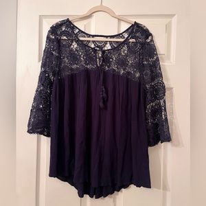 Altar’d Stste Navy Lace Top